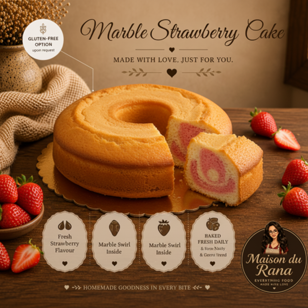 Marble Strawberry Cake - Strawberries Only